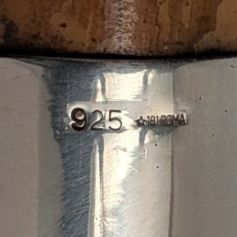 Vintage horn crop handle sterling silver decorated walking stick 85cm